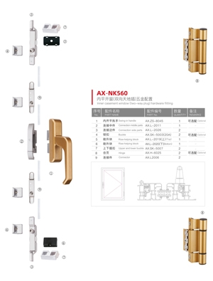 歐標(biāo)C槽內(nèi)平開窗(雙向天地插)系列