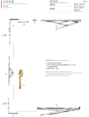 European C-slot casement window suspending series